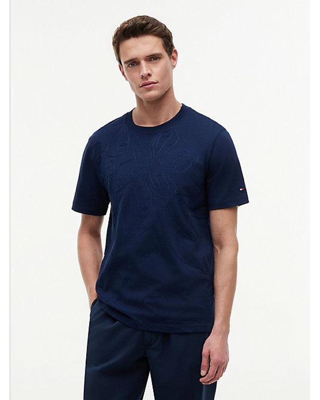 Tommy Hilfiger Blue Chain-Stitch Graphic Jersey T-Shirt for men