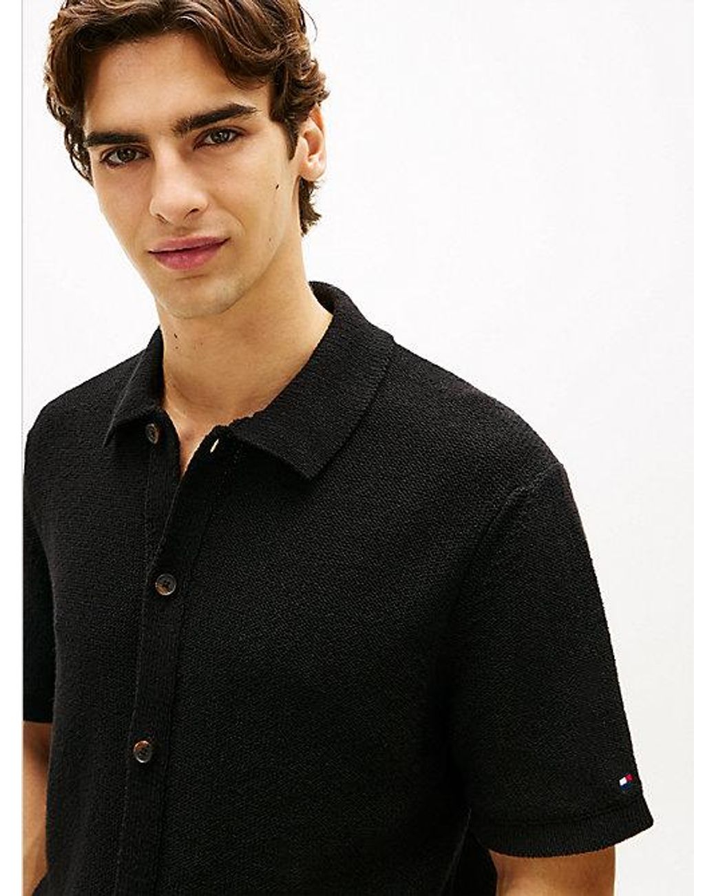 Tommy Hilfiger Black Relaxed Fit Knit Short Sleeve Shirt for men