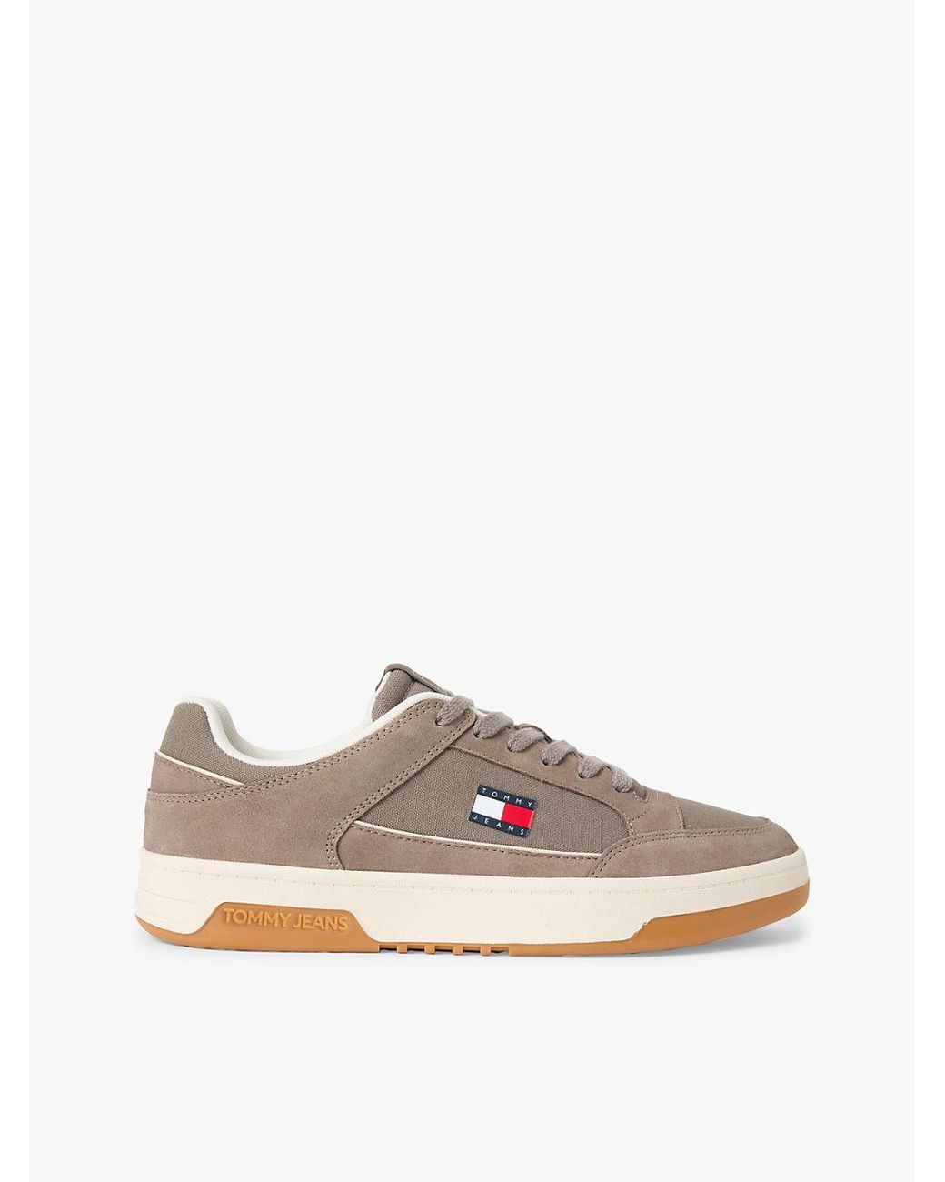 Tommy Hilfiger White Canvas Leather Cupsole Trainers for men