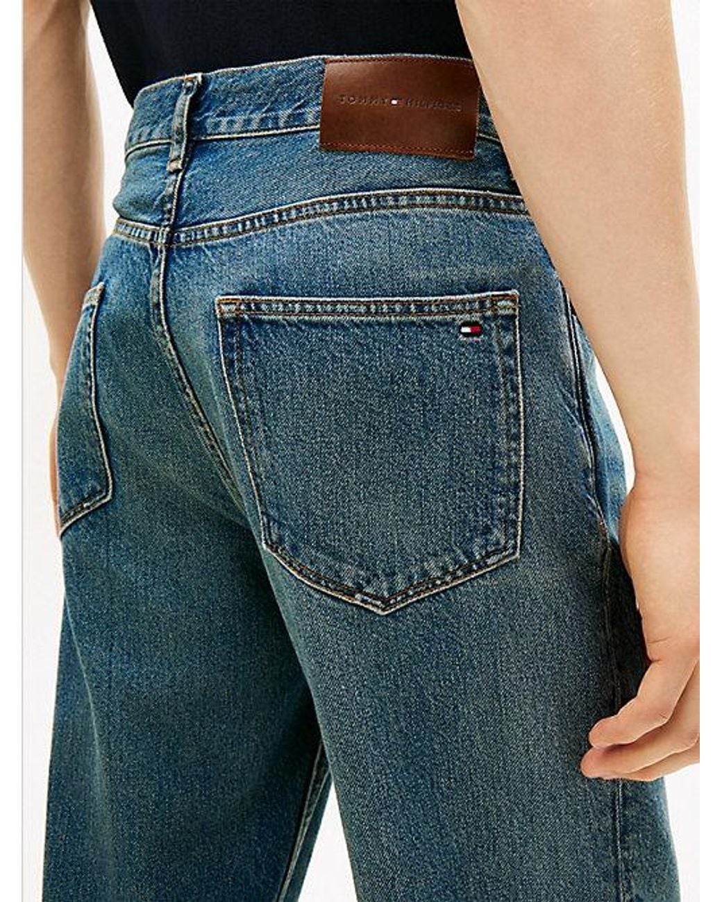 Tommy Hilfiger Blue Harlem Whiskered Tapered Leg Jeans for men