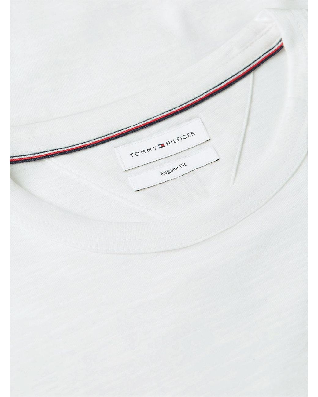 Tommy Hilfiger White Flag Embroidery Textured Crew Neck T-Shirt for men