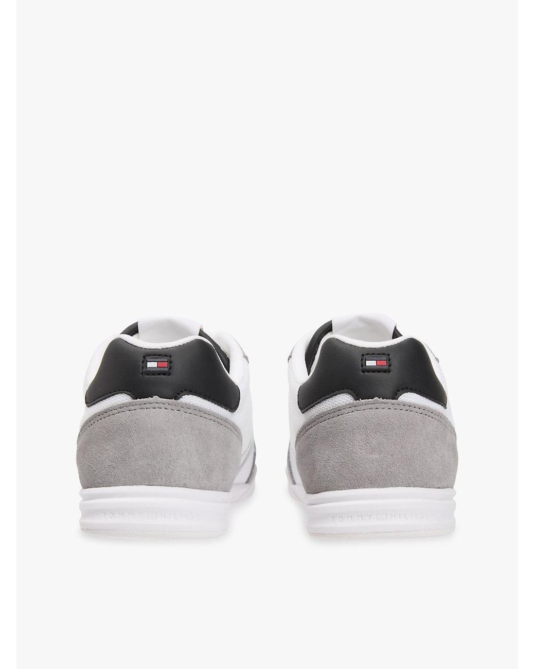Tommy Hilfiger White Mixed Texture Cupsole Trainers With Leather for men
