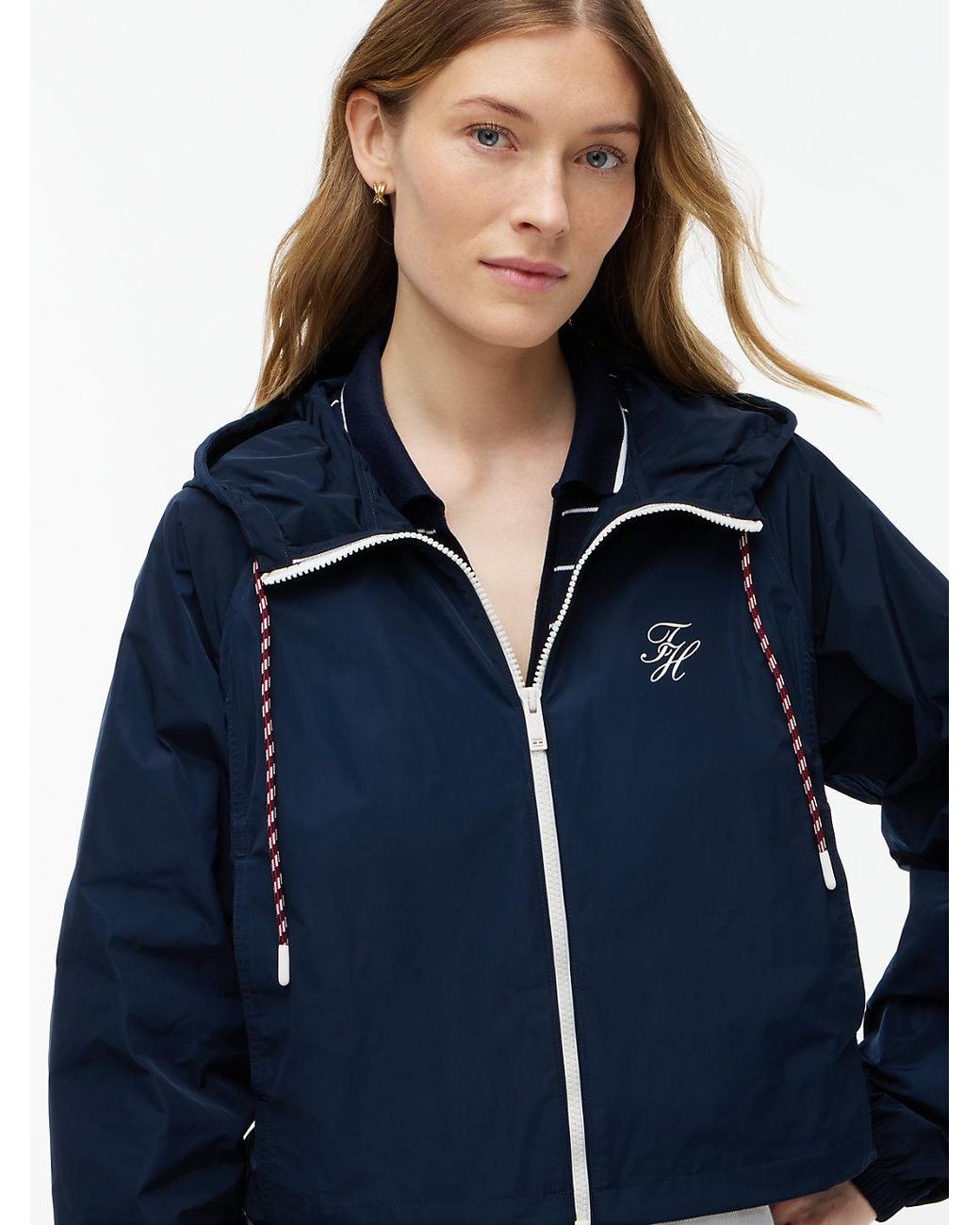 Tommy Hilfiger Blue Logo Water Repellent Hooded Windbreaker