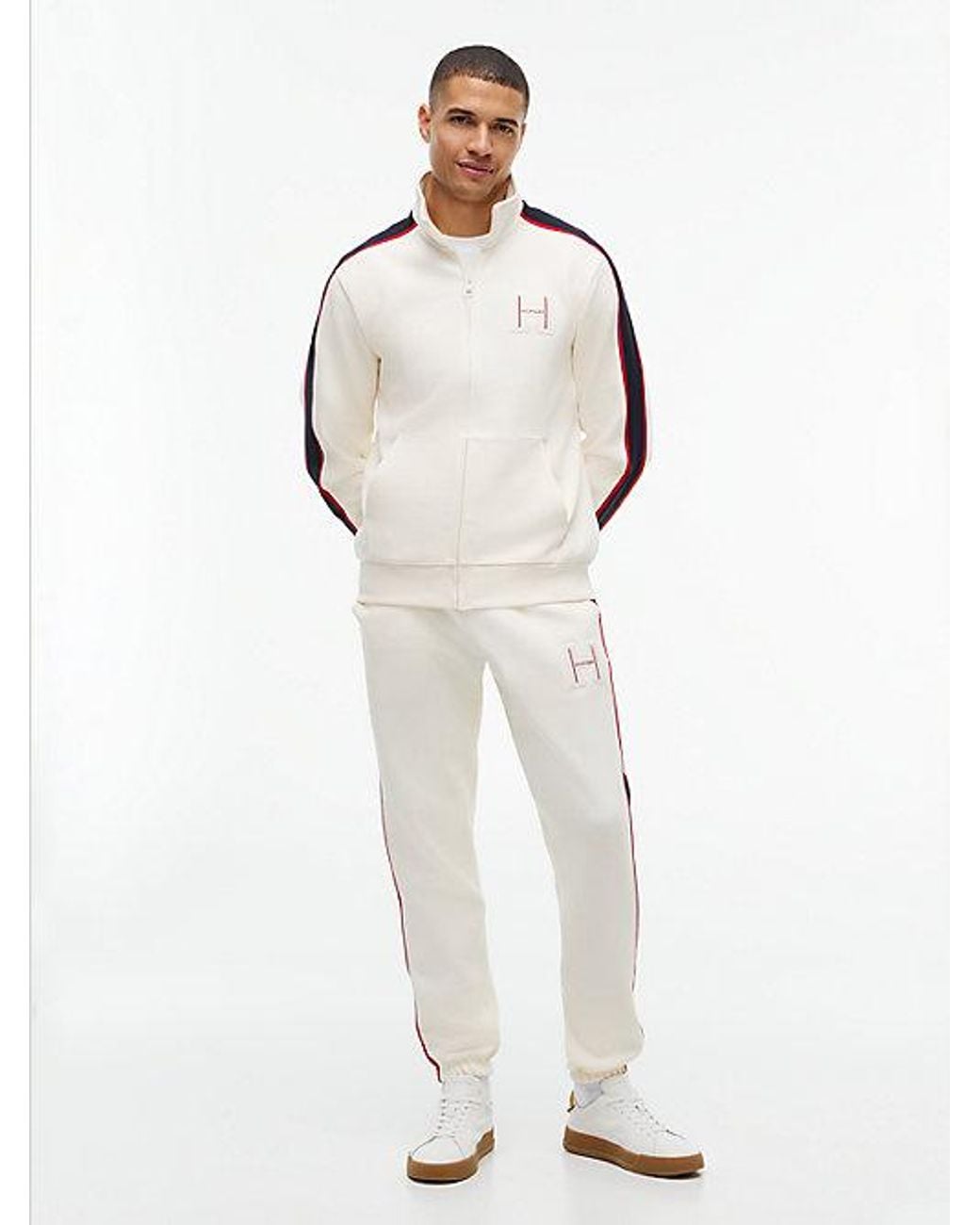 Tommy Hilfiger Natural Contrast Stripe Pique Zip Thru Sweatshirt for men