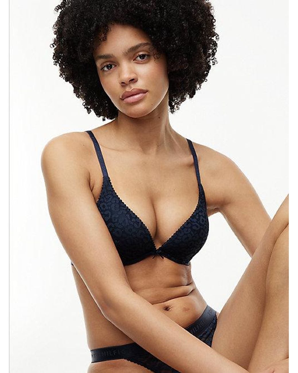Tommy Hilfiger Multicolor Leopard Lace Plunge Push Up Bra
