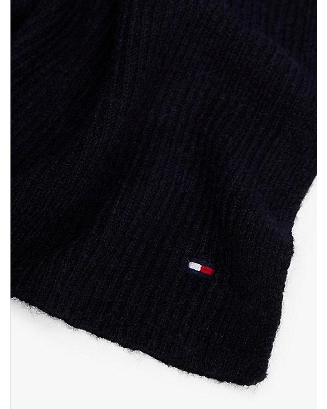 Tommy Hilfiger Black Hilfiger Flag Fluffy Scarf With Wool