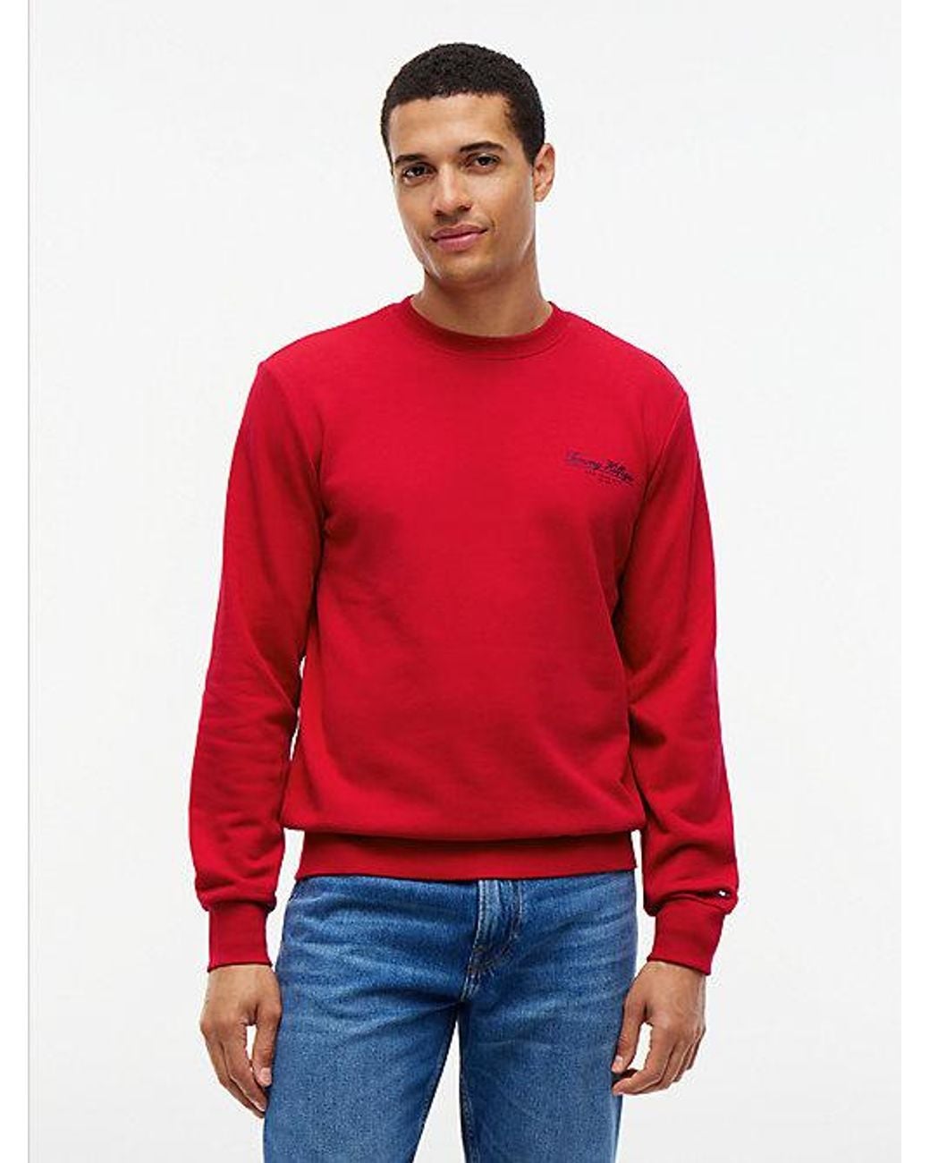 Tommy Hilfiger Red Logo Terry Sweatshirt for men