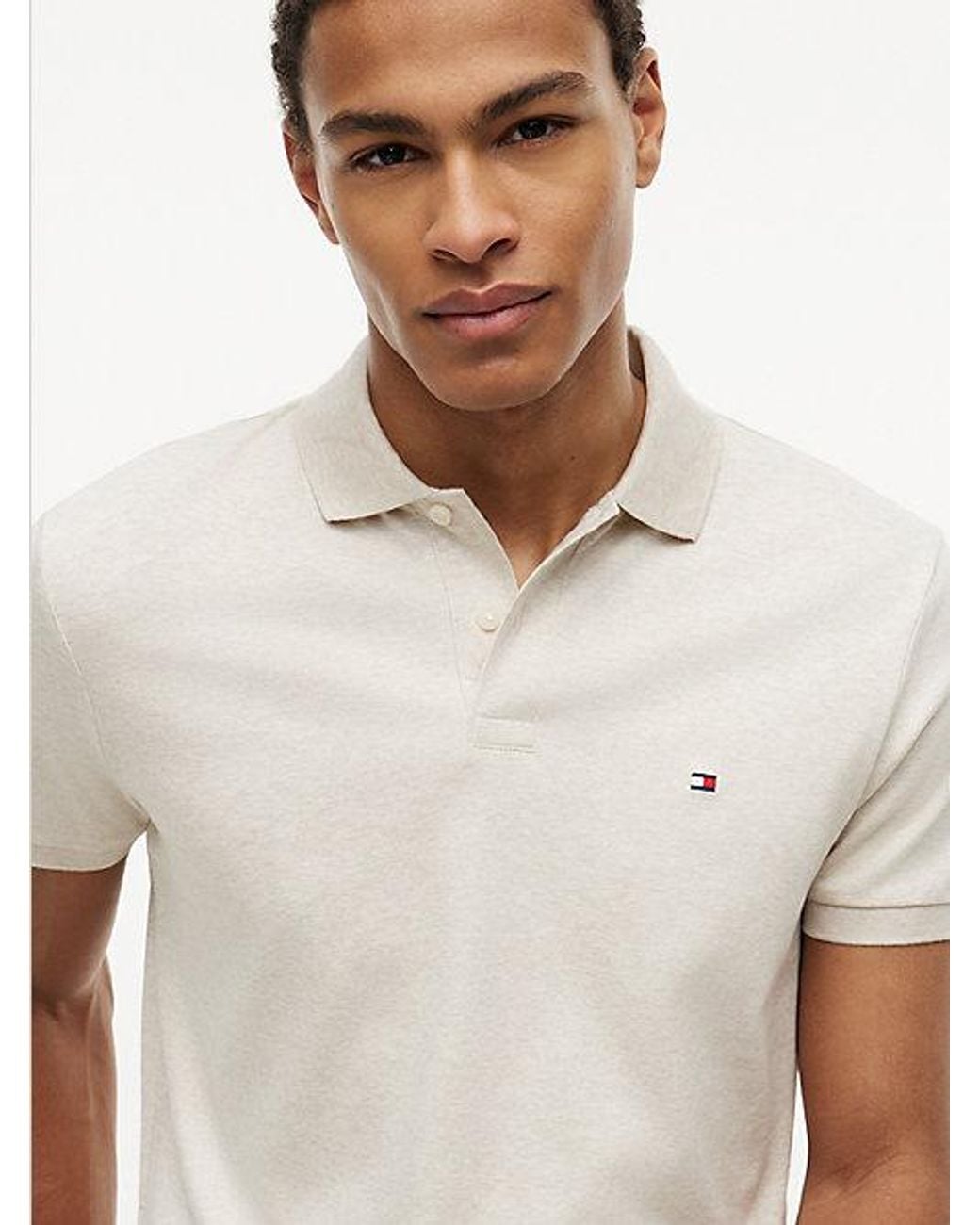 Tommy Hilfiger Natural Fluid Cotton Interlock Knit Polo Shirt for men