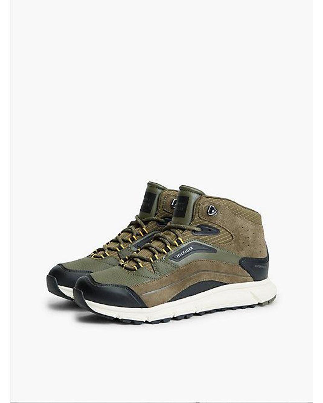 Tommy Hilfiger Green Waterproof Leather Chukka High Top Trainers for men