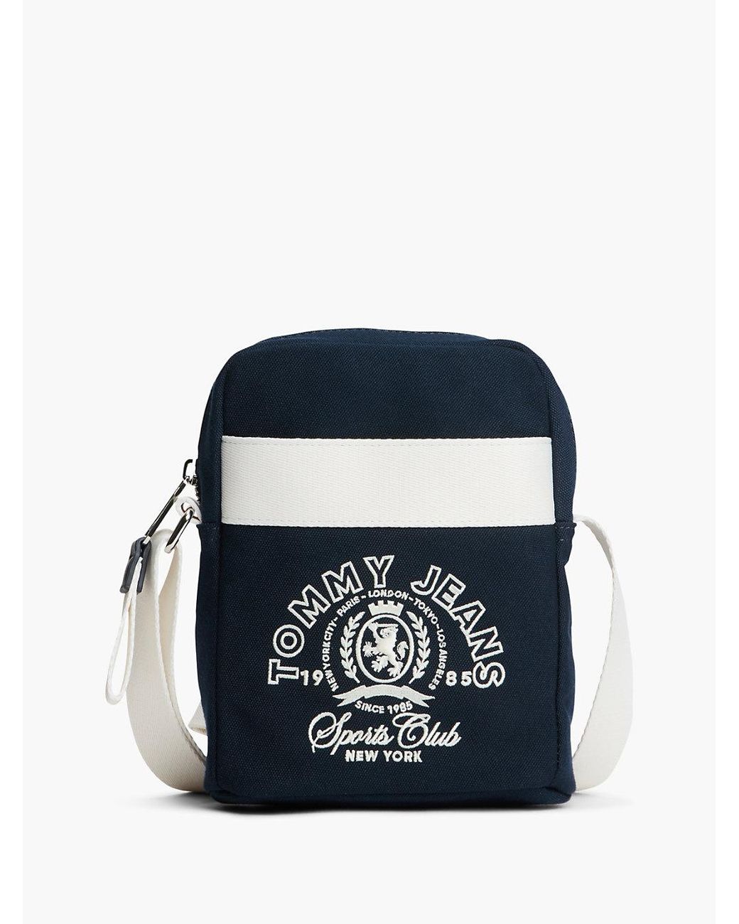 Tommy Hilfiger Blue Logo Embroidery Crossbody Reporter Bag for men