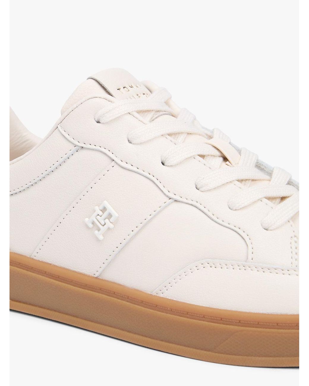 Tommy Hilfiger White Th Monogram Leather Court Trainers