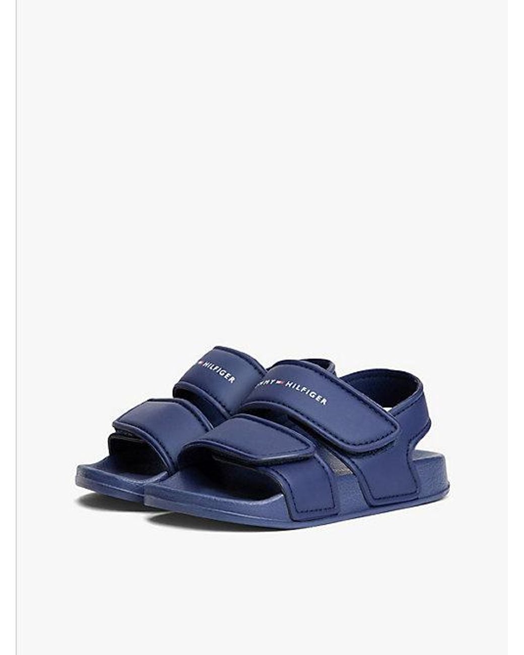 Tommy Hilfiger Blue Logo Double Hook And Loop Sandals