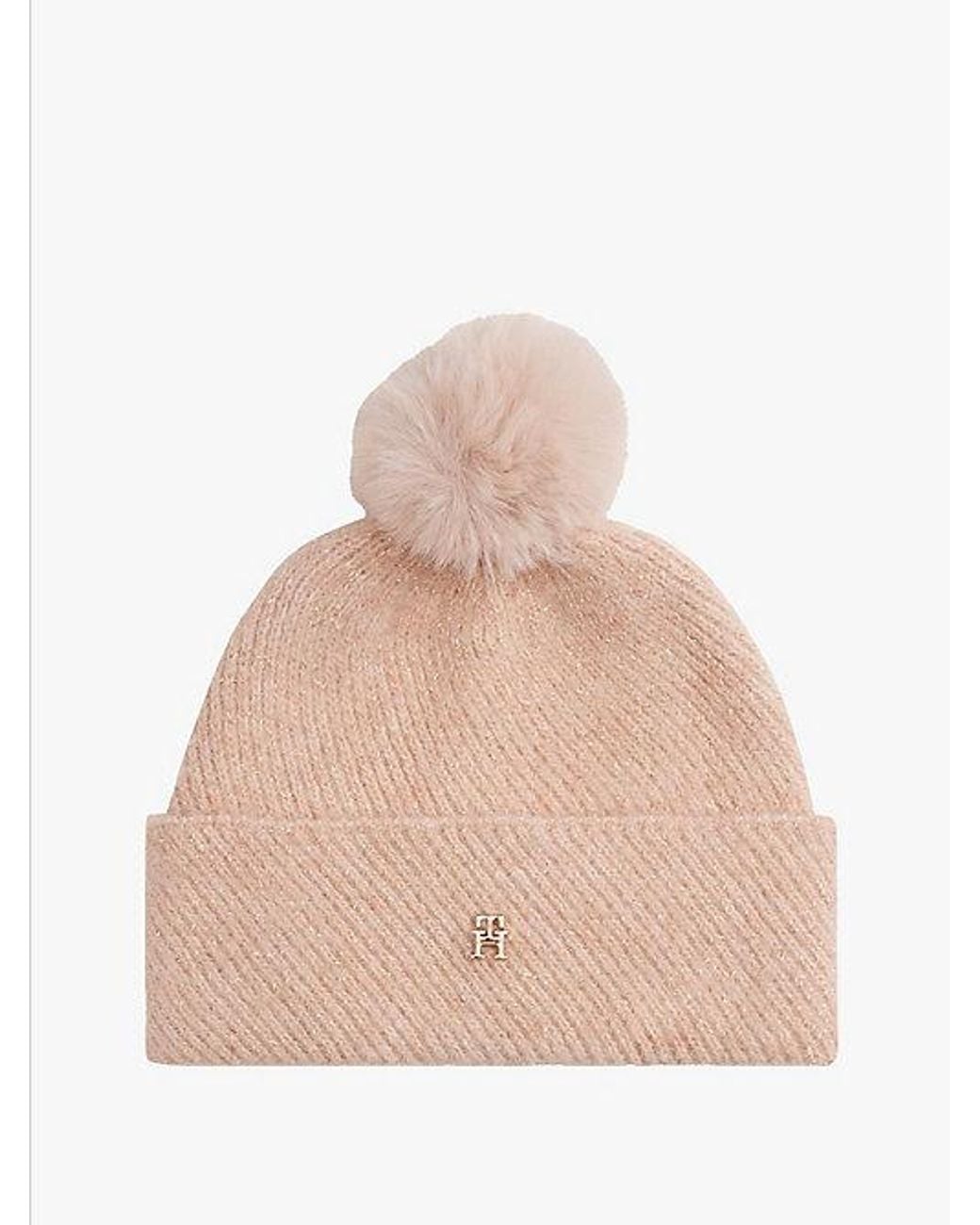 Tommy Hilfiger Natural Chic Metallic Pom Pom Beanie