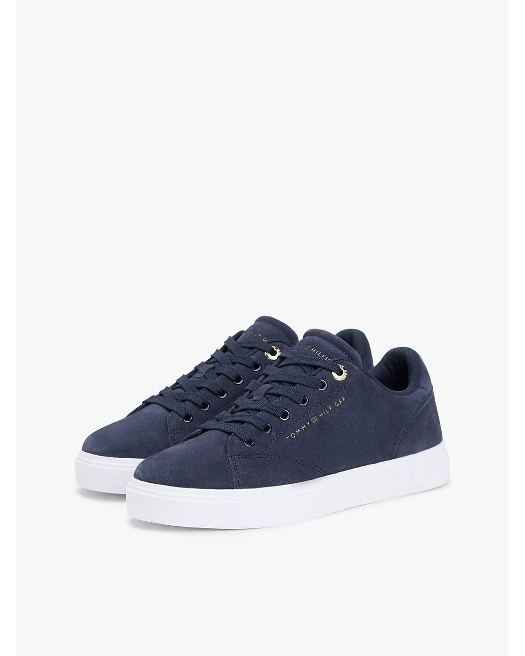 Tommy Hilfiger Blue Suede Metallic Logo Cupsole Trainers
