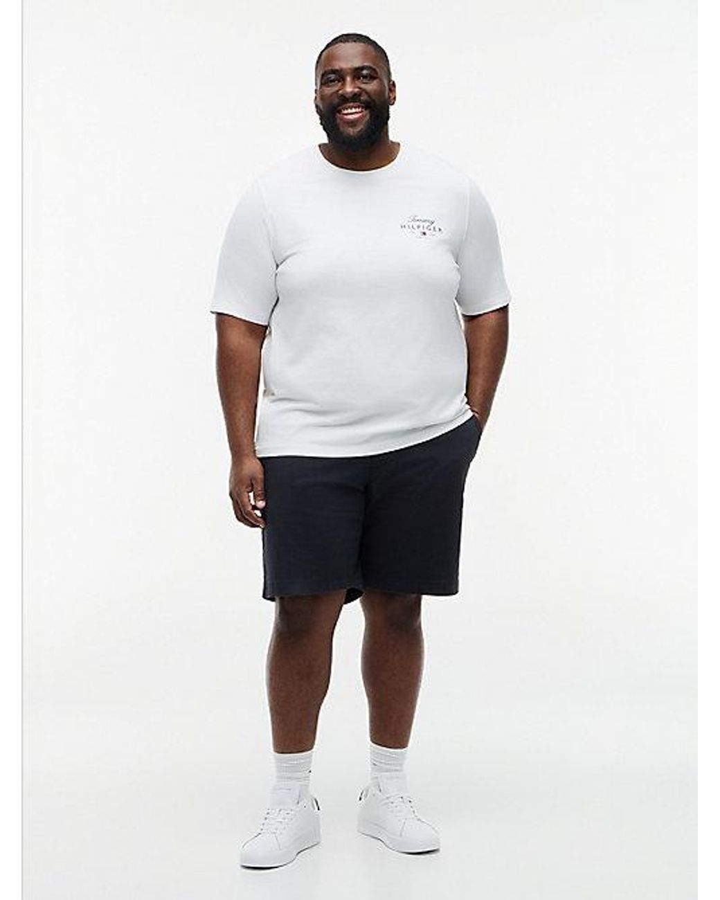 Tommy Hilfiger White Plus Logo Jersey Crew Neck T-Shirt for men