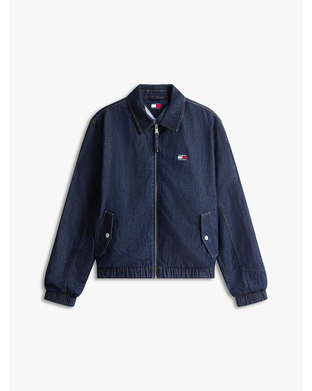 Tommy Hilfiger Blue Chambray Denim Harrington Jacket for men