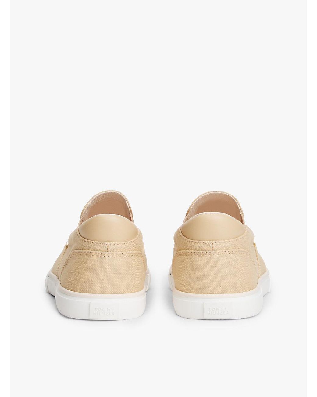 Tommy Hilfiger Natural Low Profile Canvas Slip-On Trainers