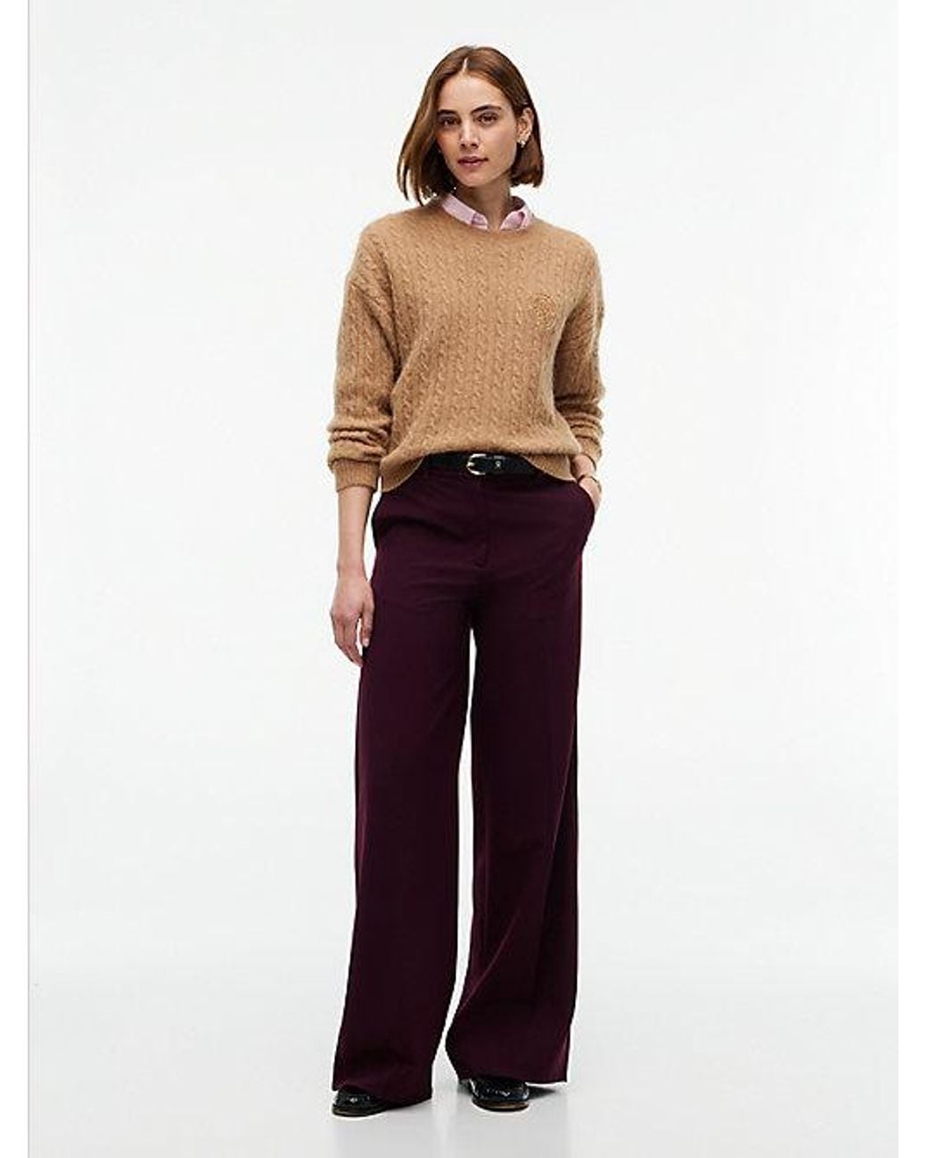 Tommy Hilfiger Red Straight Wide Leg Tuxedo Trousers