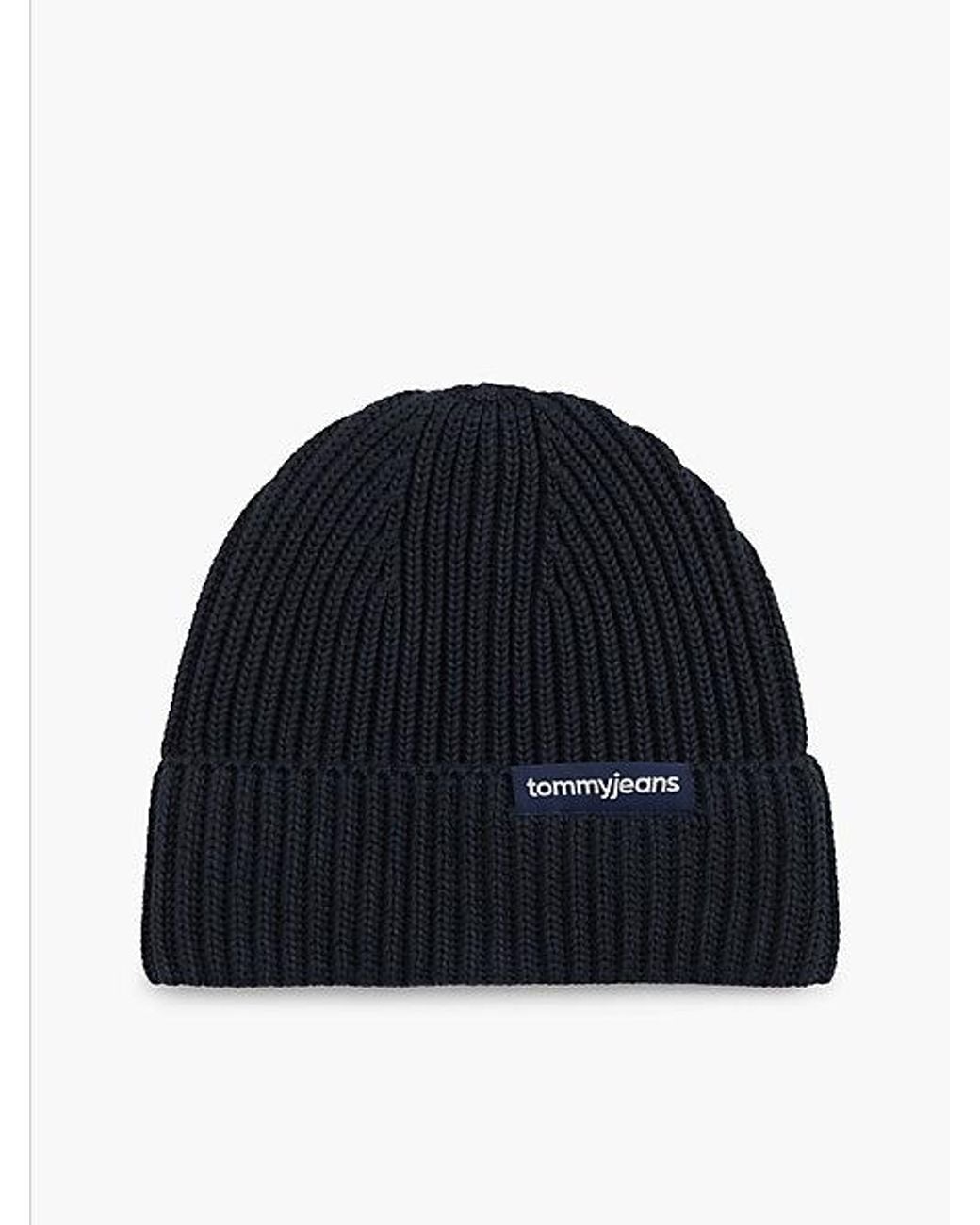 Tommy Hilfiger Blue Tommy Jeans Linear Logo Rib Knit Beanie for men