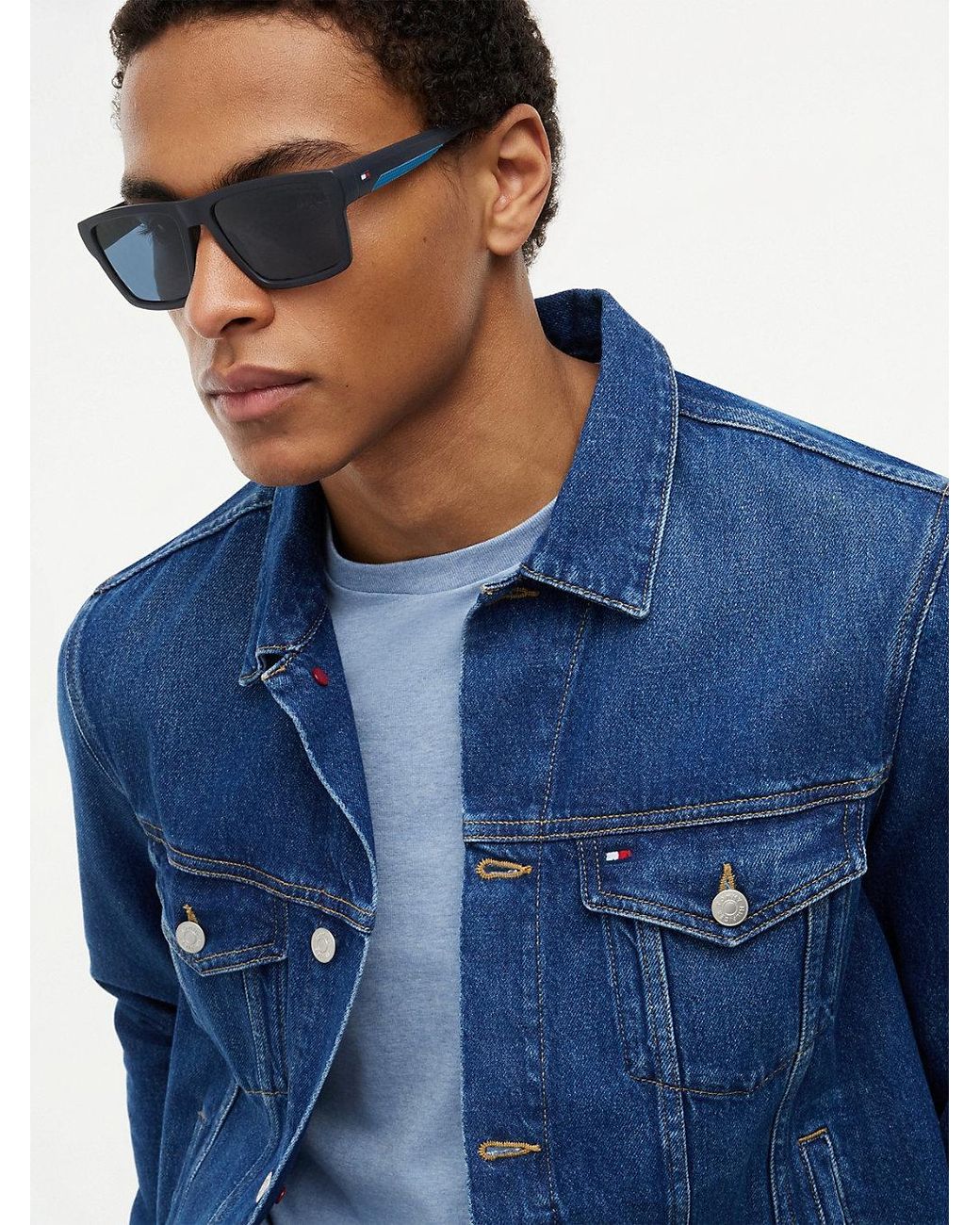 Tommy Hilfiger Blue Flag Square Sunglasses for men