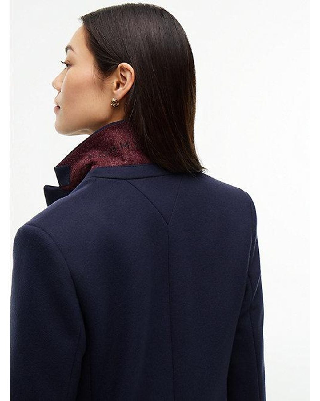 Tommy Hilfiger Blue Manteco Wool Blend Slim Single Breasted Coat