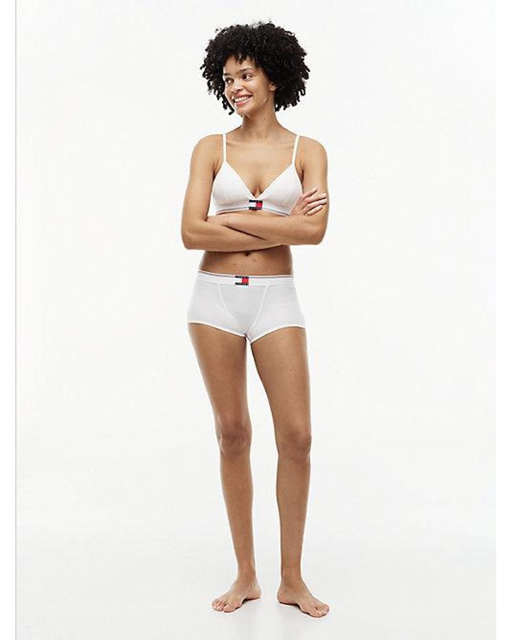 Tommy Hilfiger White Global Stripe Ribbed Shorts