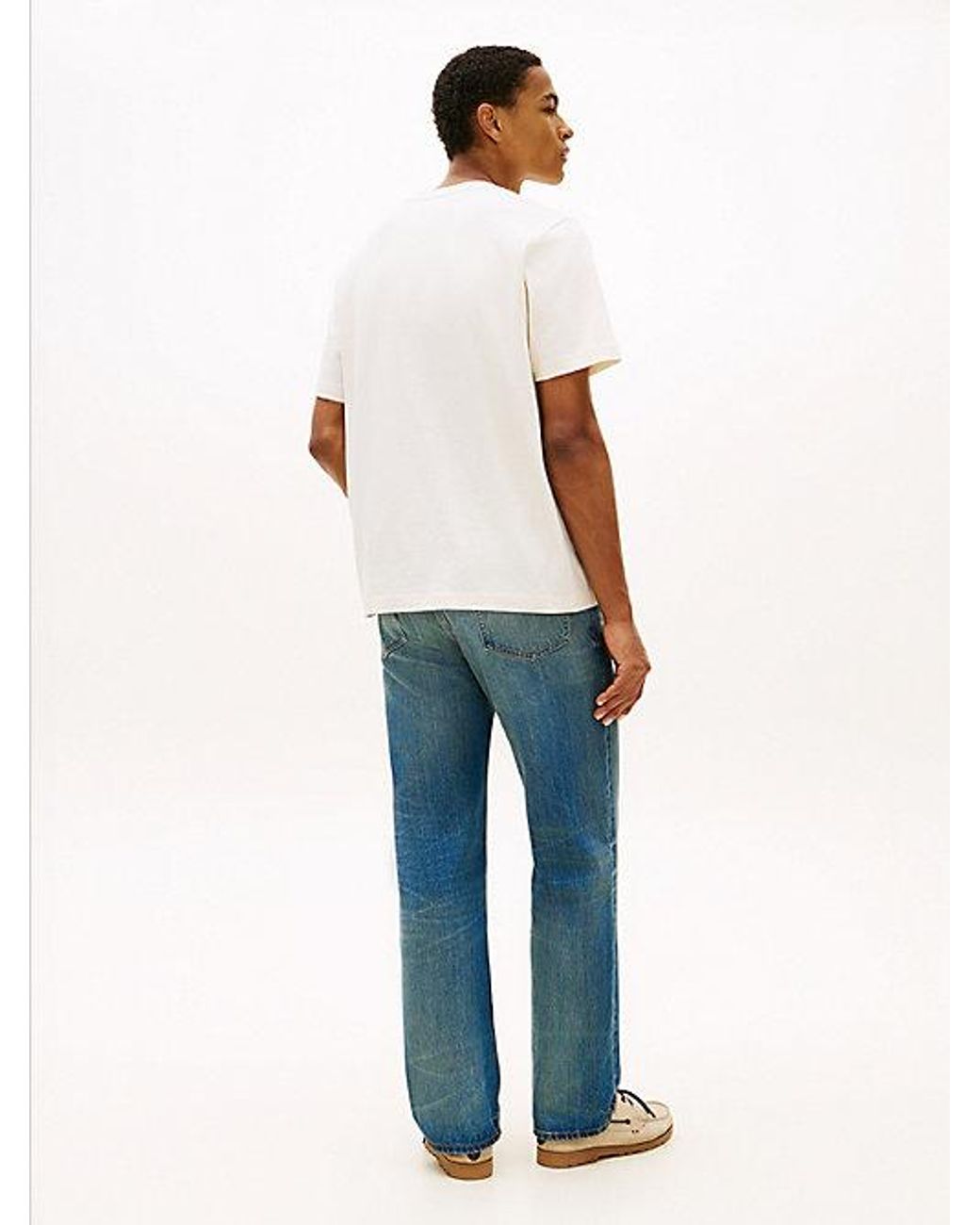 Tommy Hilfiger Relaxed Fit T-Shirt Van Mesh-Jersey Met Zak in het White voor heren