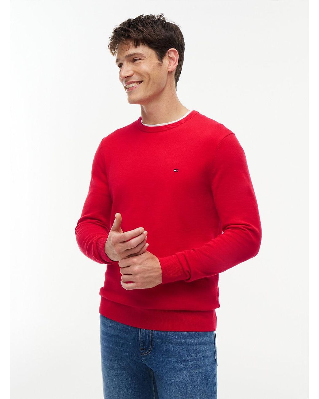 Tommy Hilfiger Red Flag Crew Neck Jumper for men