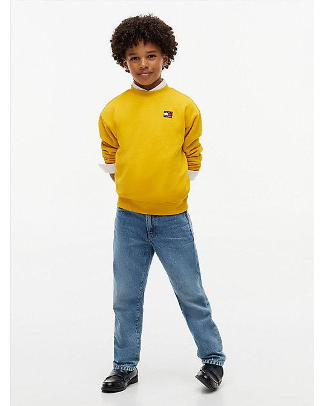 Tommy Hilfiger Yellow Flag Logo Relaxed Crew Neck Sweatshirt