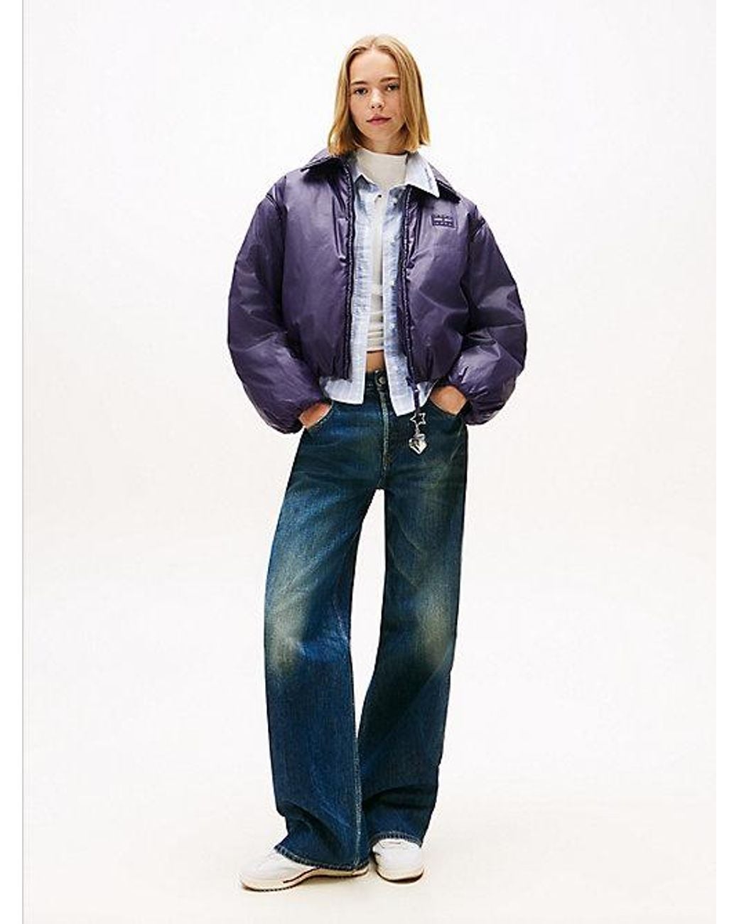 Tommy Hilfiger Blue Tommy Jeans Shiny Relaxed Padded Bomber Jacket