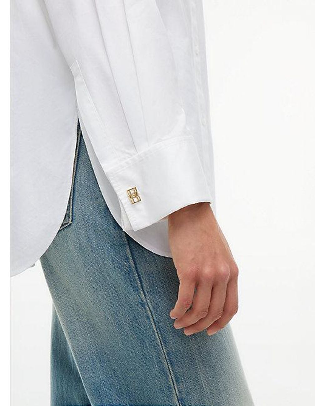 Tommy Hilfiger White Relaxed Fit Double Cuff Poplin Shirt
