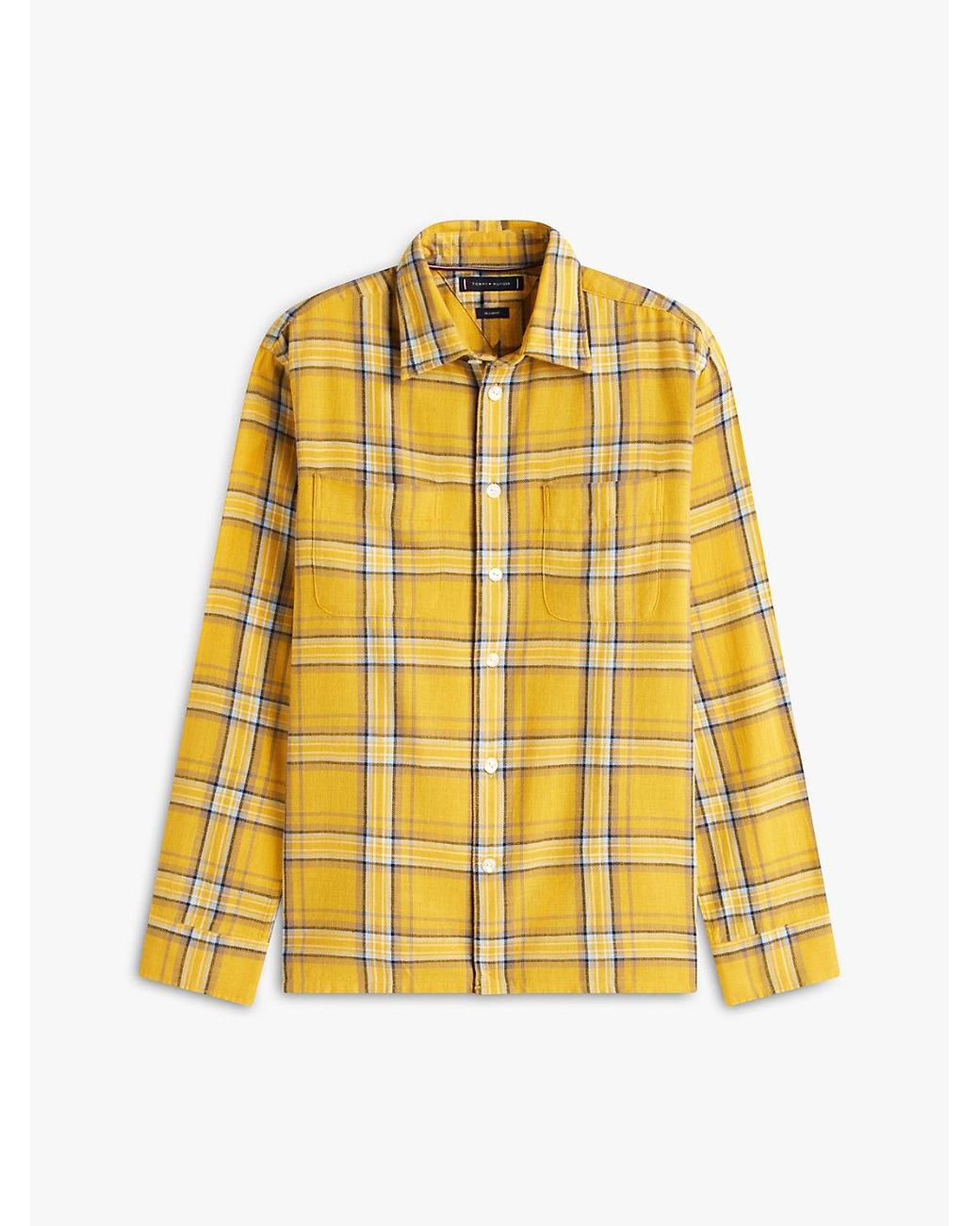 Tommy Hilfiger Yellow Relaxed Fit Textured Twill Check Shirt for men