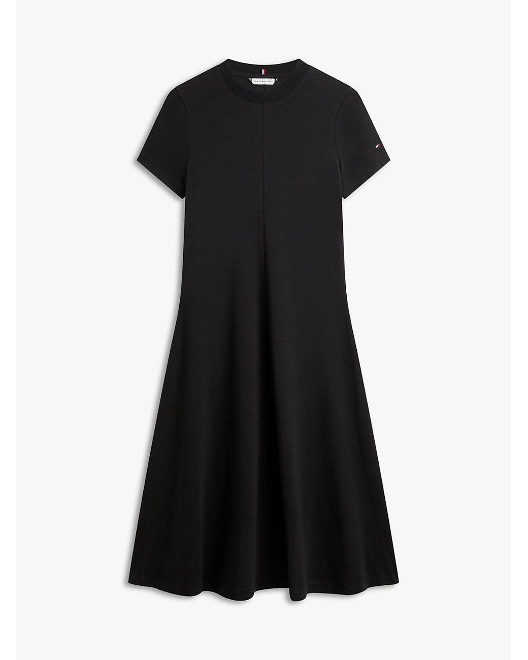 Tommy Hilfiger Black Interlock Knit Midi Fit And Flare Dress