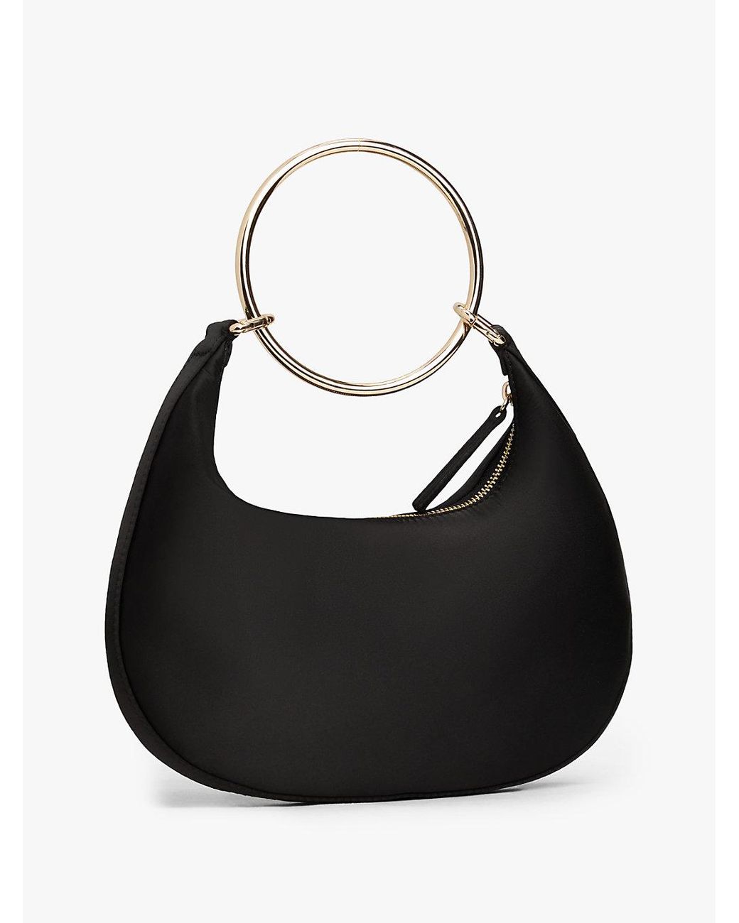Tommy Hilfiger Black Satin Bracelet Handle Hobo Bag