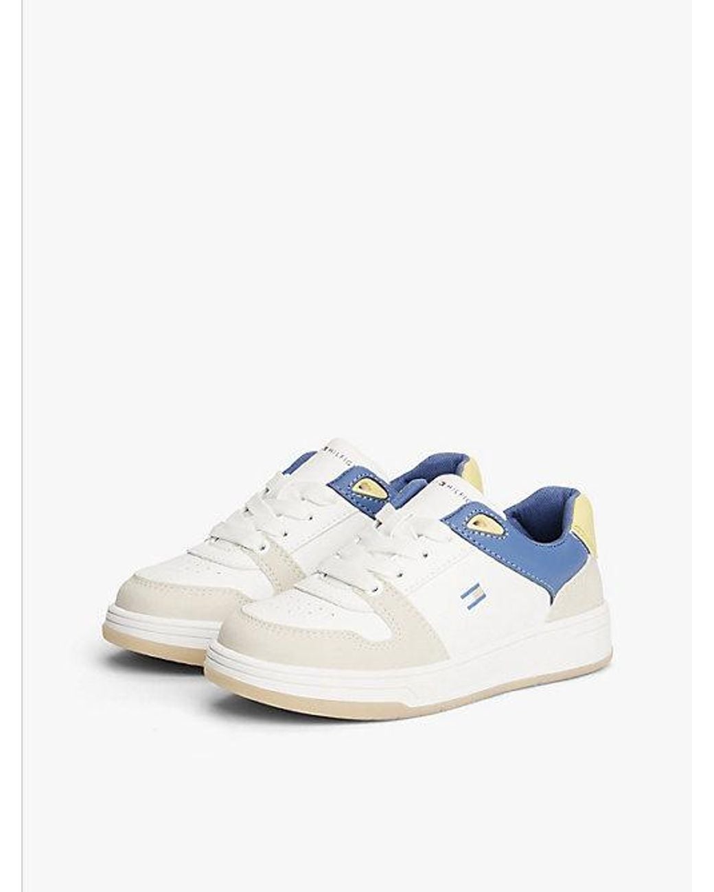 Tommy Hilfiger Blue Flag Contrast Mixed Texture Trainers
