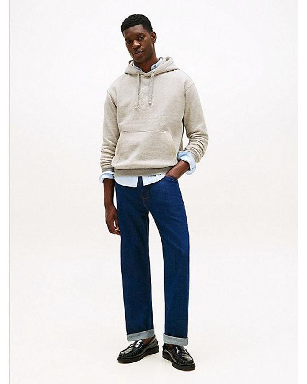 Tommy Hilfiger Natural Varsity Crest Relaxed Fleece Hoody for men