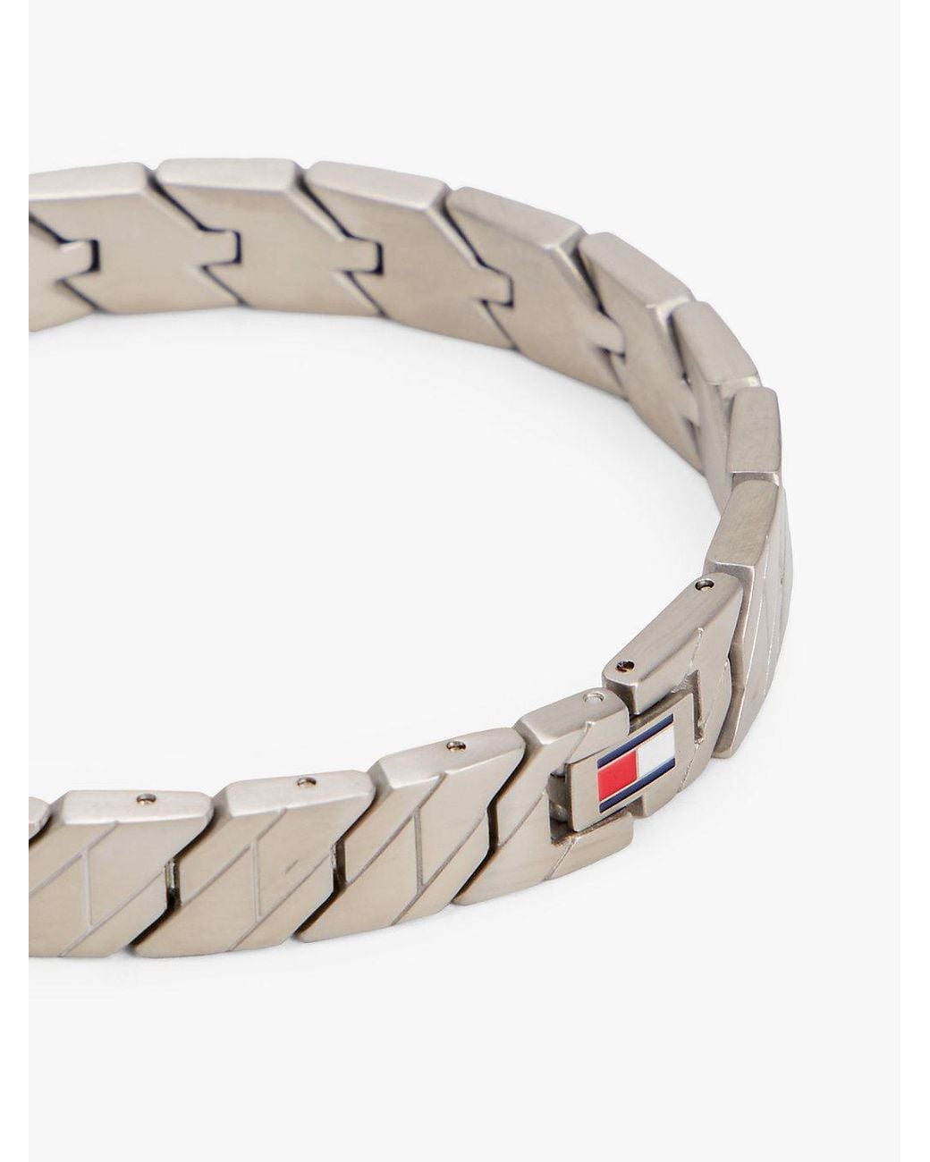 Tommy Hilfiger White Enamel Flag Stainless Steel Bracelet for men