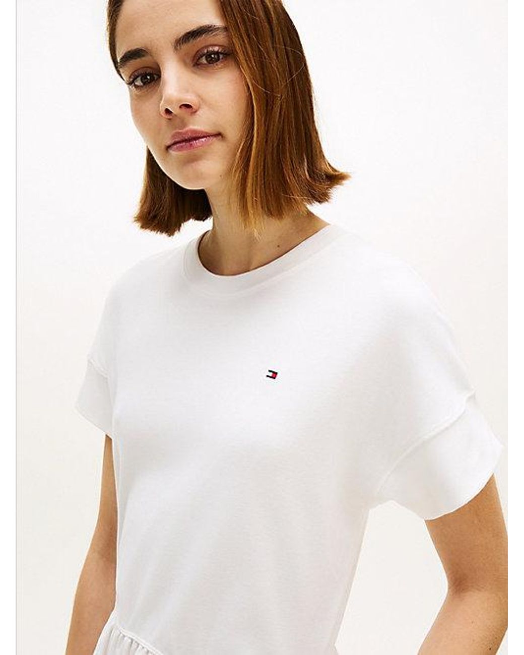 Tommy Hilfiger White Contrast Fit And Flare Midi Dress