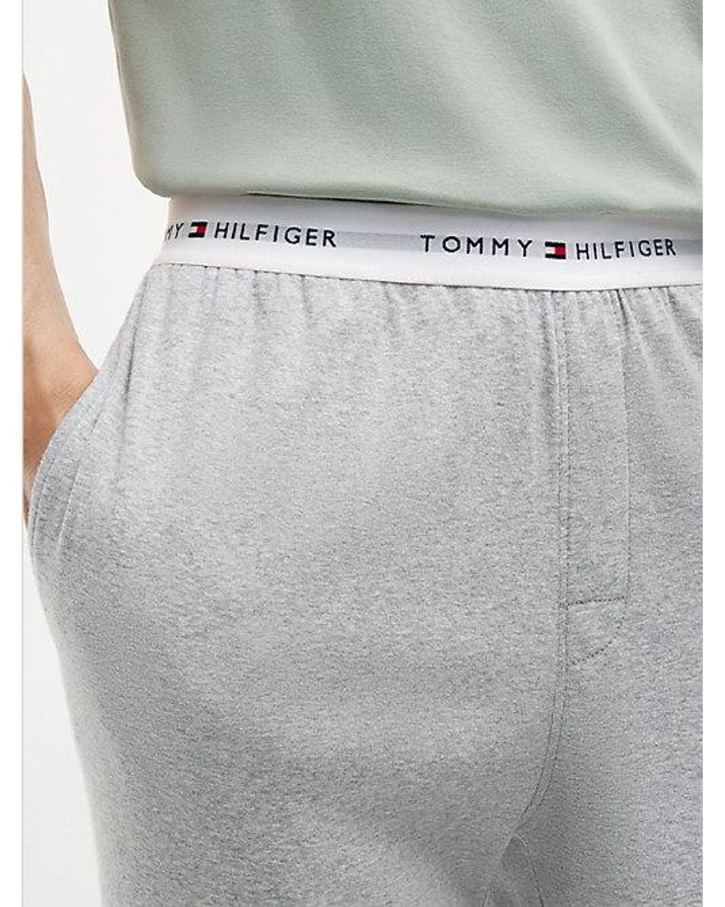 Tommy Hilfiger Gray Signature Repeat Logo Cuffed Pyjama Bottoms for men