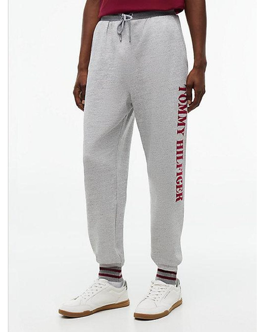 Tommy Hilfiger Gray Varsity Logo Embroidery Relaxed Cuffed Joggers for men