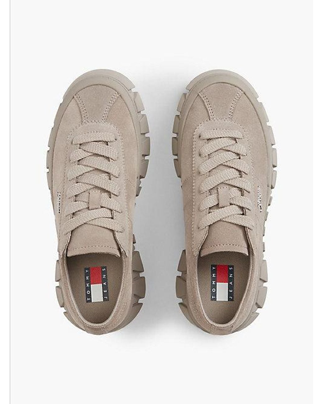 Tommy Hilfiger Gray Suede Logo Platform Trainers