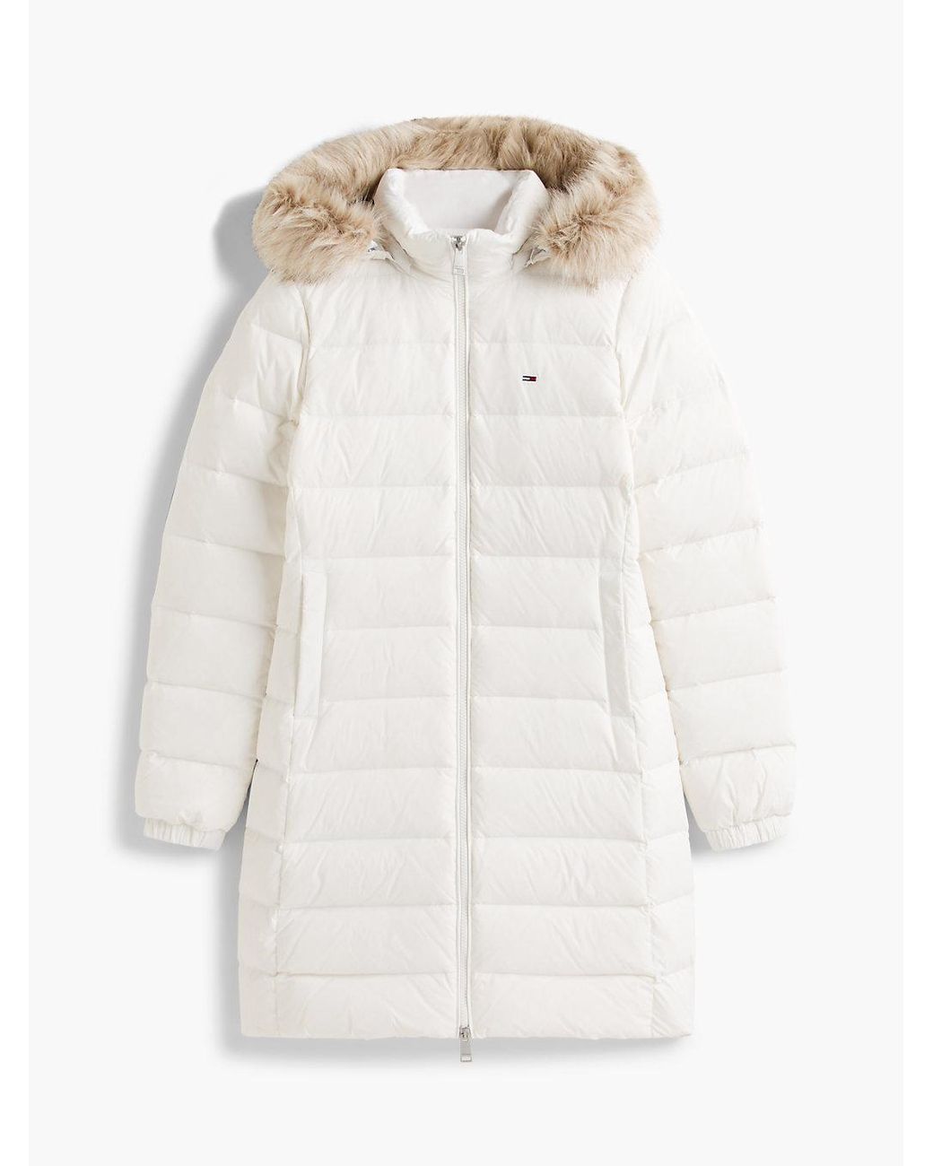 Tommy Hilfiger Blue Slim Shiny Down Hooded Coat