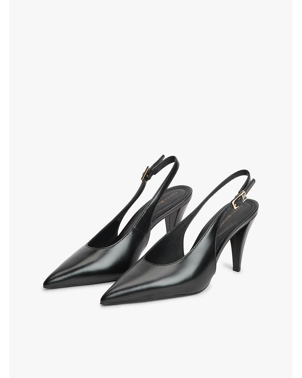 Tommy Hilfiger White Th Monogram Leather Slingback High Heels
