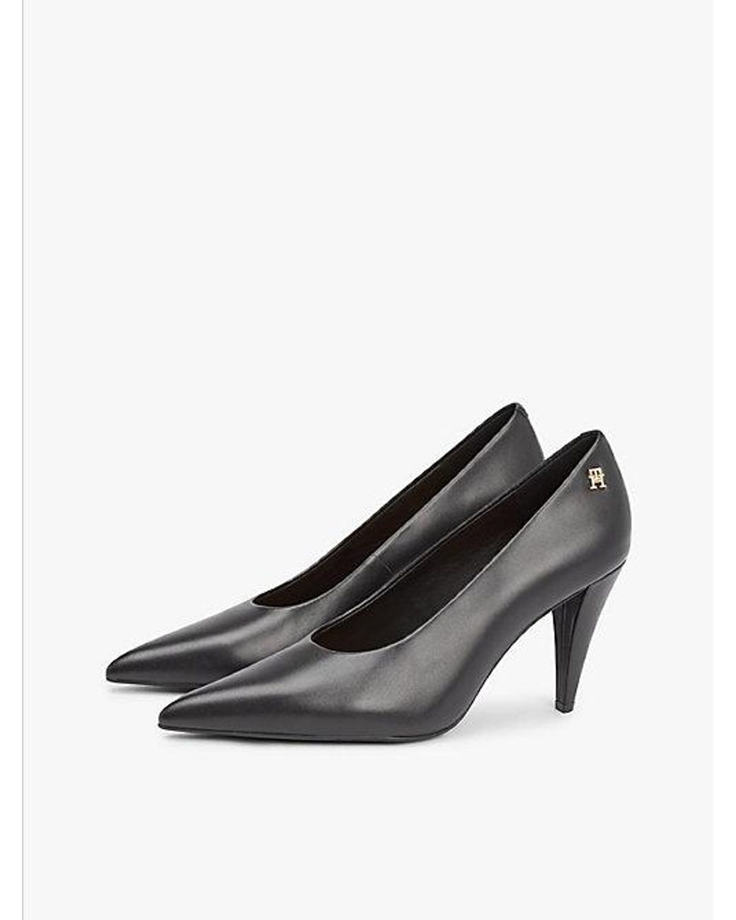 Tommy Hilfiger Leren Pump Met Naaldhak En Th-Monogram in het White