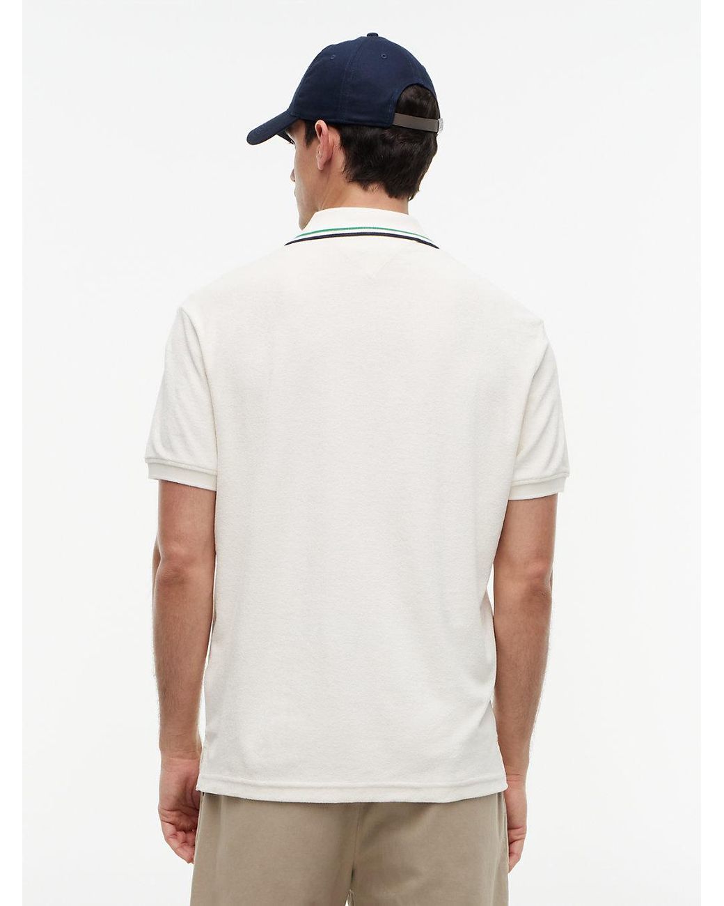 Tommy Hilfiger White Classic Fit Tipped Towelling Zip Polo Shirt for men