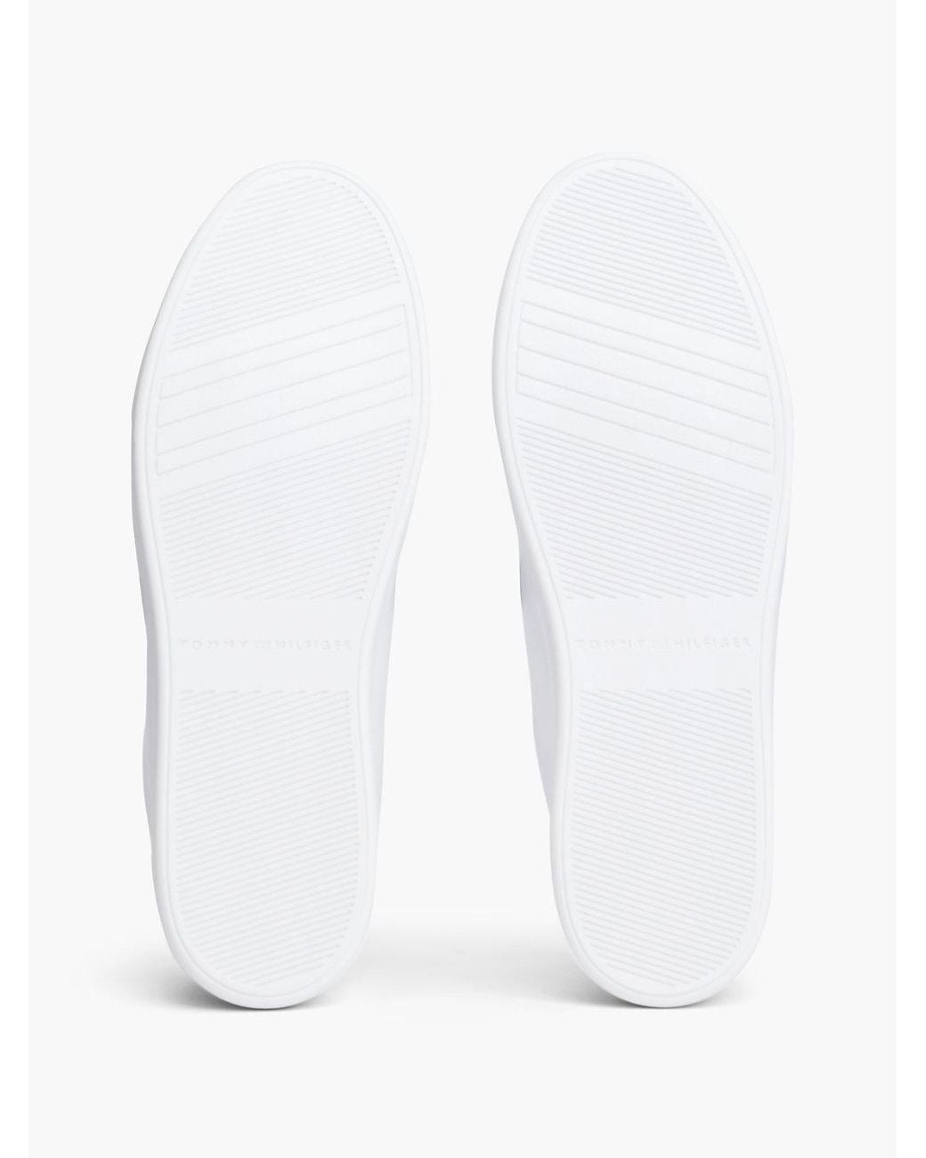 Tommy Hilfiger White Enamel Flag Leather Court Trainers