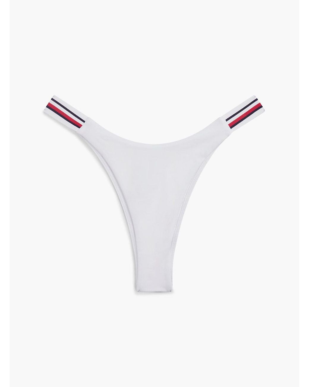 Tommy Hilfiger White Global Stripe High-Cut Cheeky Bikini Bottoms