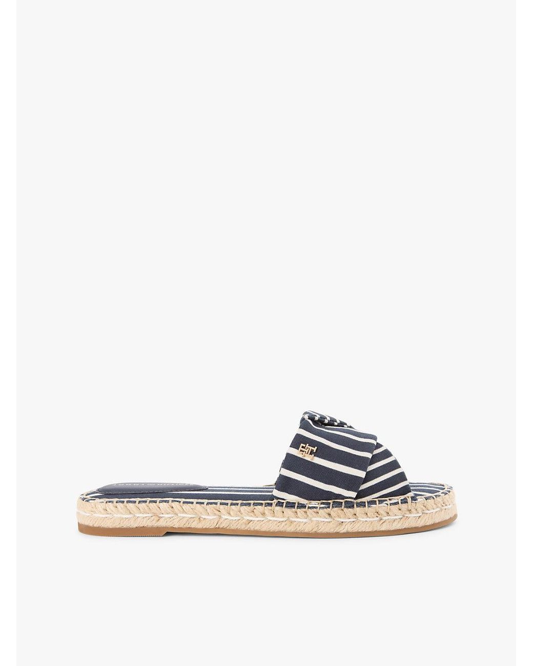 Tommy Hilfiger Multicolor Canvas Th Monogram Stripe Espadrille Mules