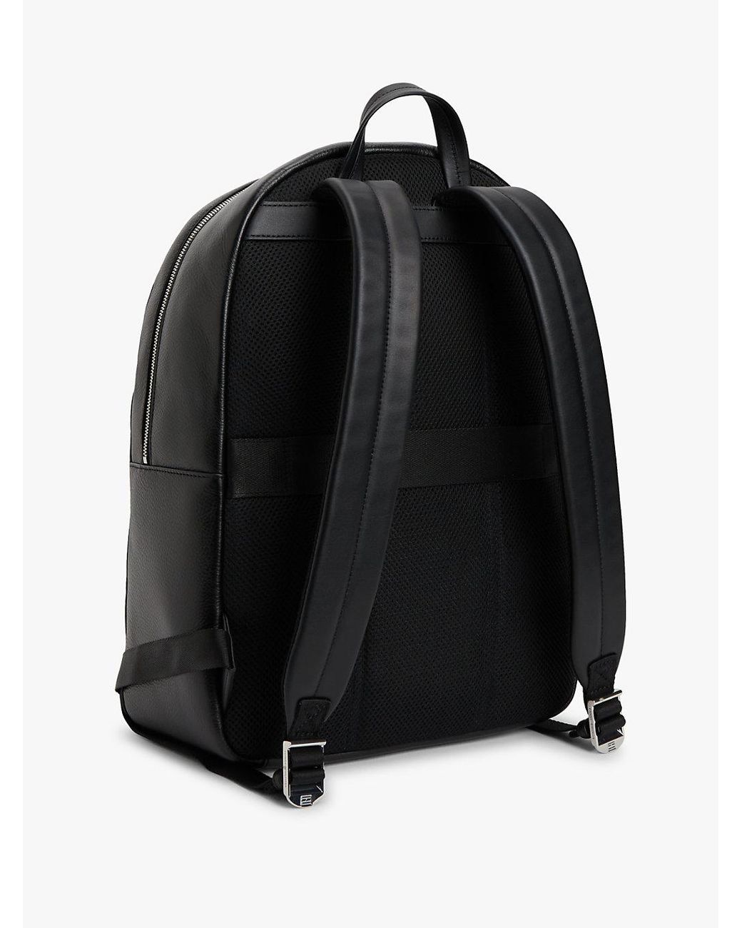 Tommy Hilfiger Black Th Business Premium Leather Dome Backpack for men
