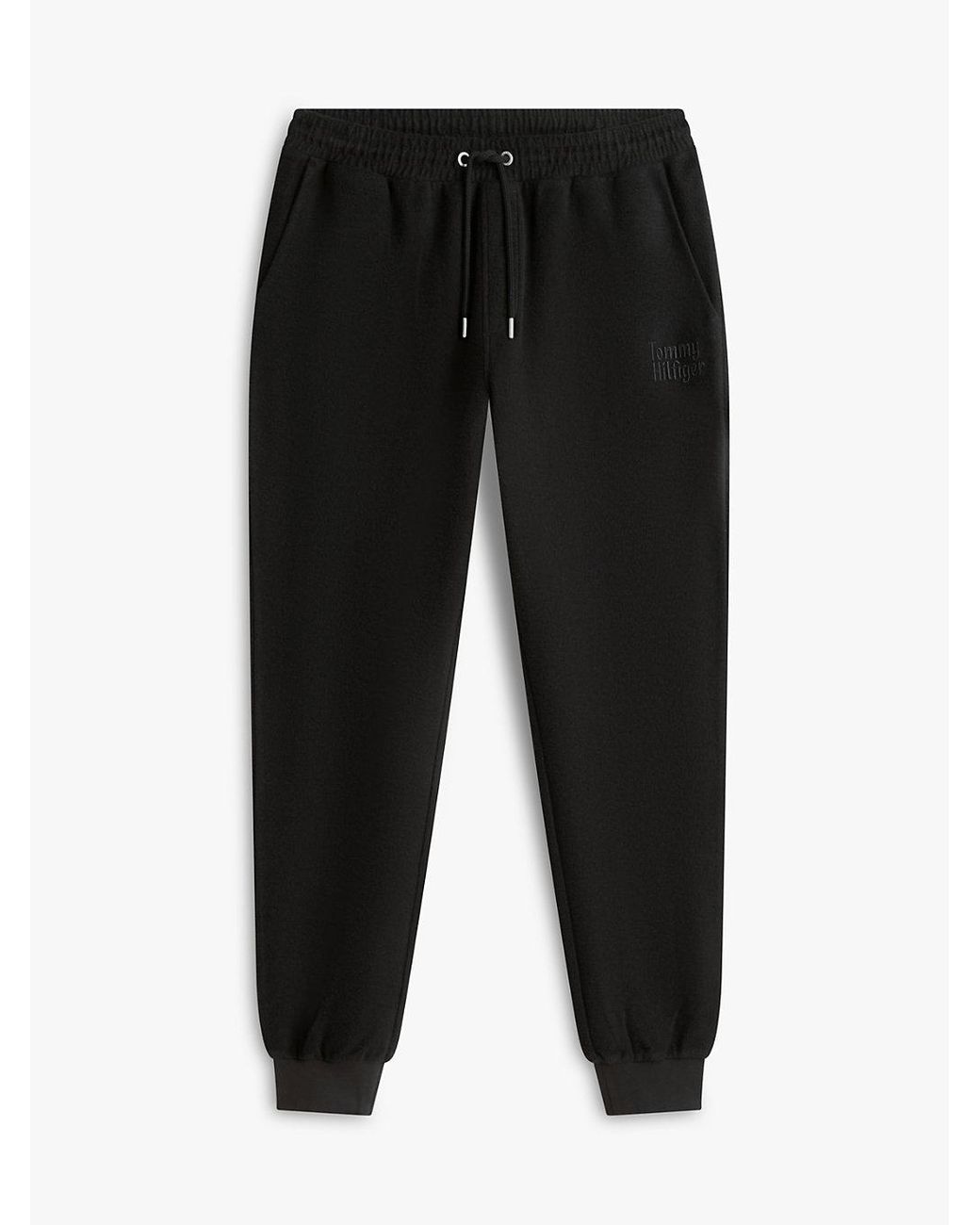 Tommy Hilfiger White Logo Embroidery Cuffed Leg Joggers for men